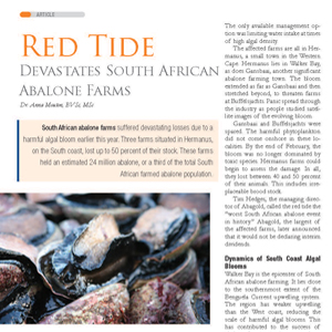 201706 Aquaculture Magazine article: Red tide devastates South African abalone farms by Anna Mouton.