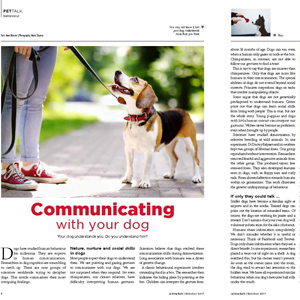 201710 AnimalTalk article: Communicating with your dog by Anna Mouton.