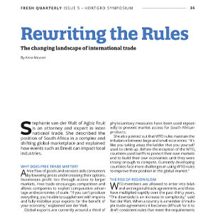 201907 Fresh Quarterly article. Rewriting the rules: the changing landscape of international trade by Anna Mouton.